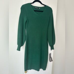 Nina Leonard Forest Green Long Sleeve Dress